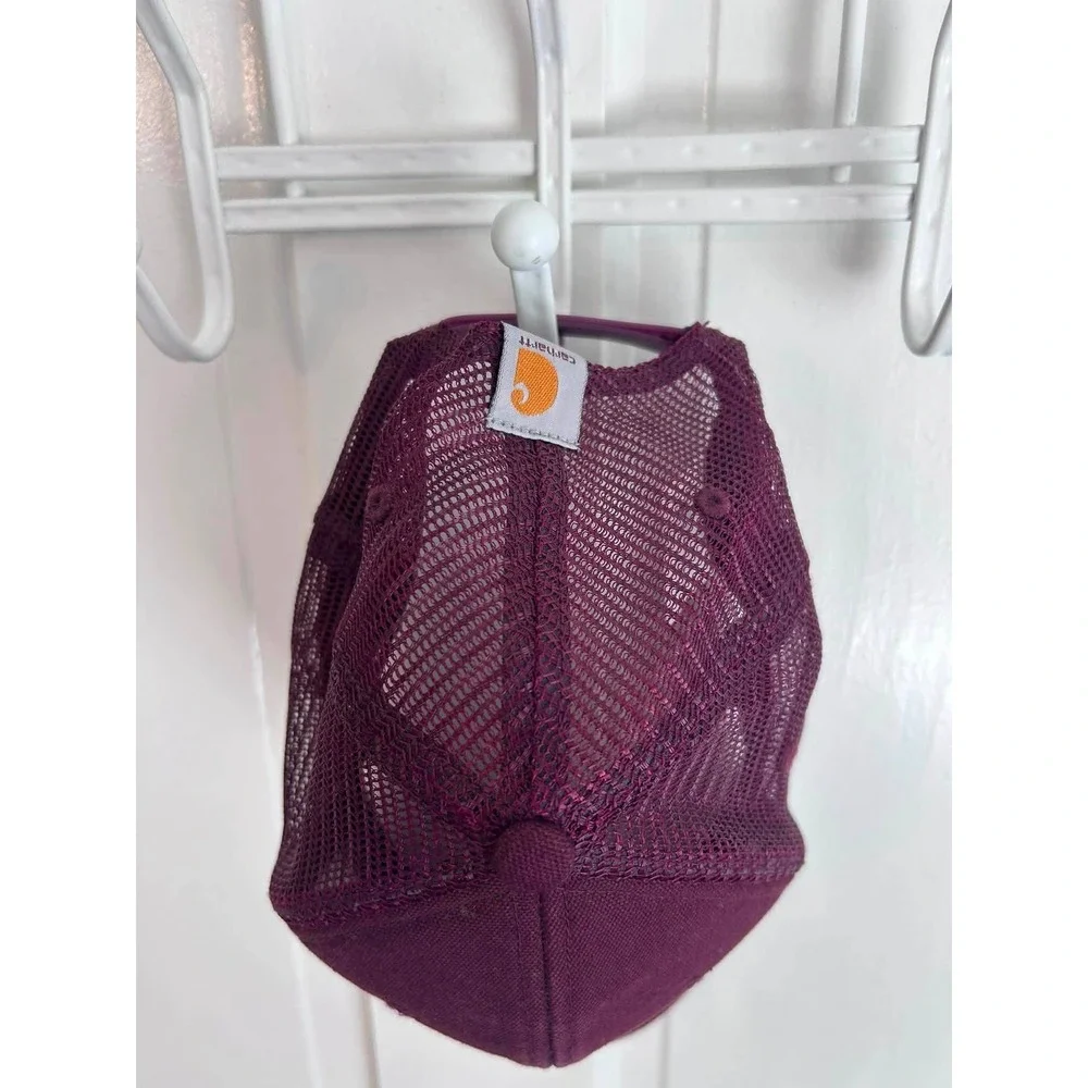 Carhartt Trucker Hat Unisex OS Maroon Mesh Back Snapback Logo Embroidered